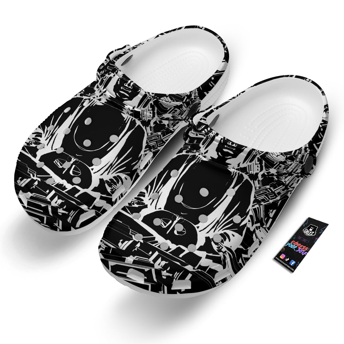 Technical Buddha Black And White Print Clog-grizzshop