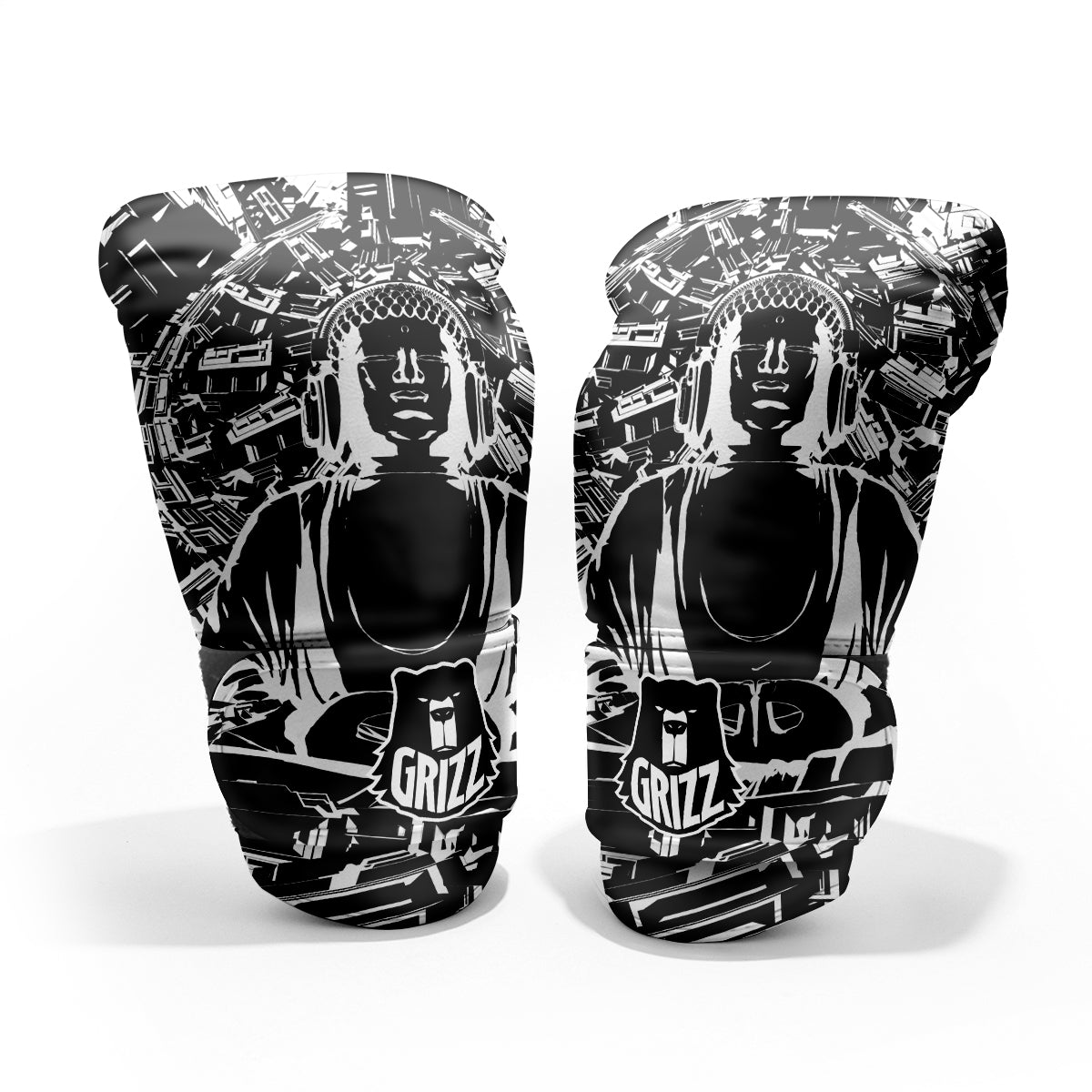 Technical Buddha Black And White Print Pro Boxing Glove