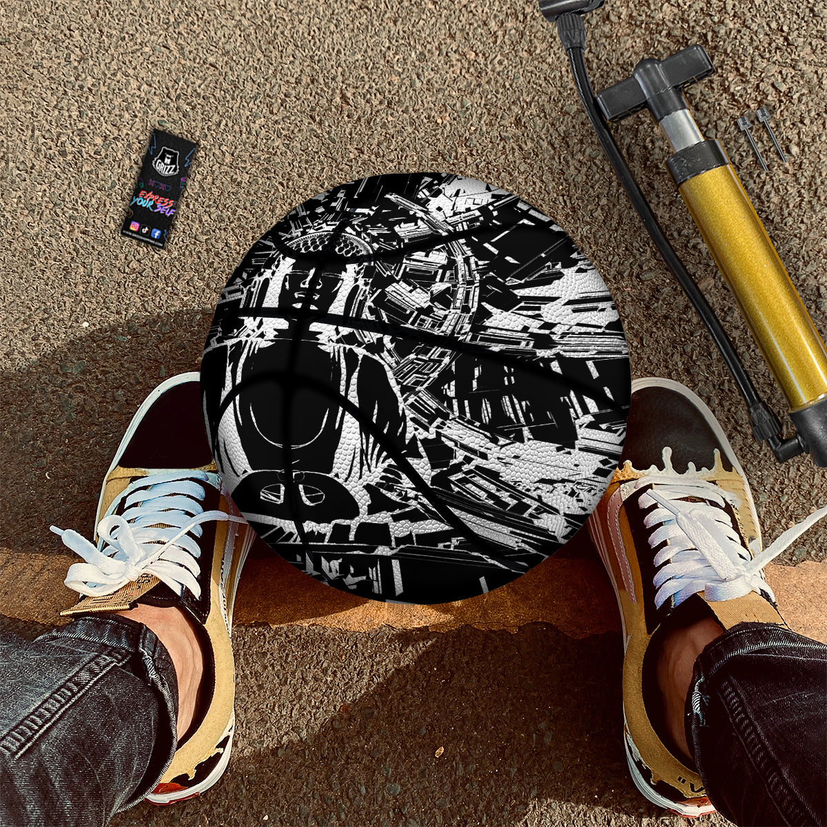 Technical Buddha Black And White Print Basketball
