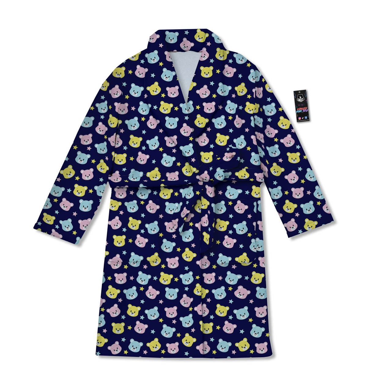Teddy Bear Cartoon Print Pattern Bathrobe-grizzshop