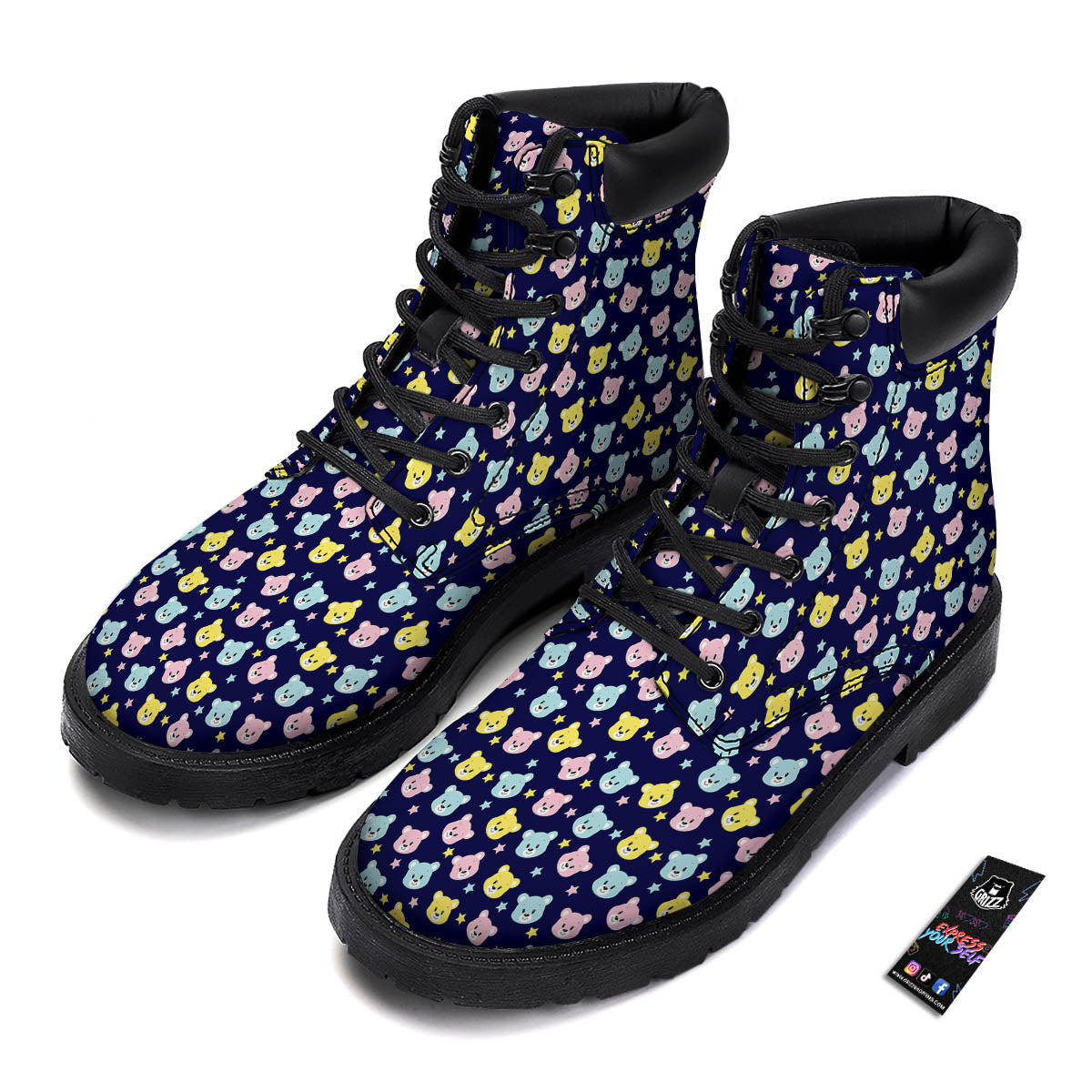 Teddy Bear Cartoon Print Pattern Boots-grizzshop