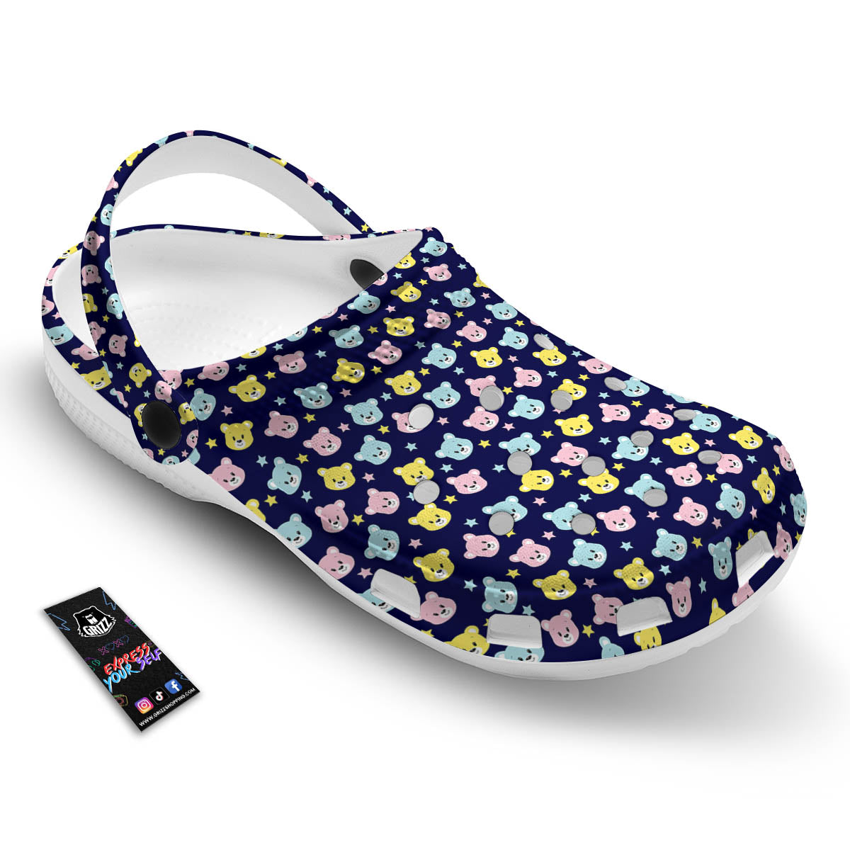 Teddy Bear Cartoon Print Pattern Clog-grizzshop