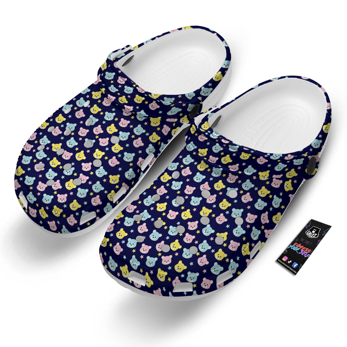 Teddy Bear Cartoon Print Pattern Clog-grizzshop