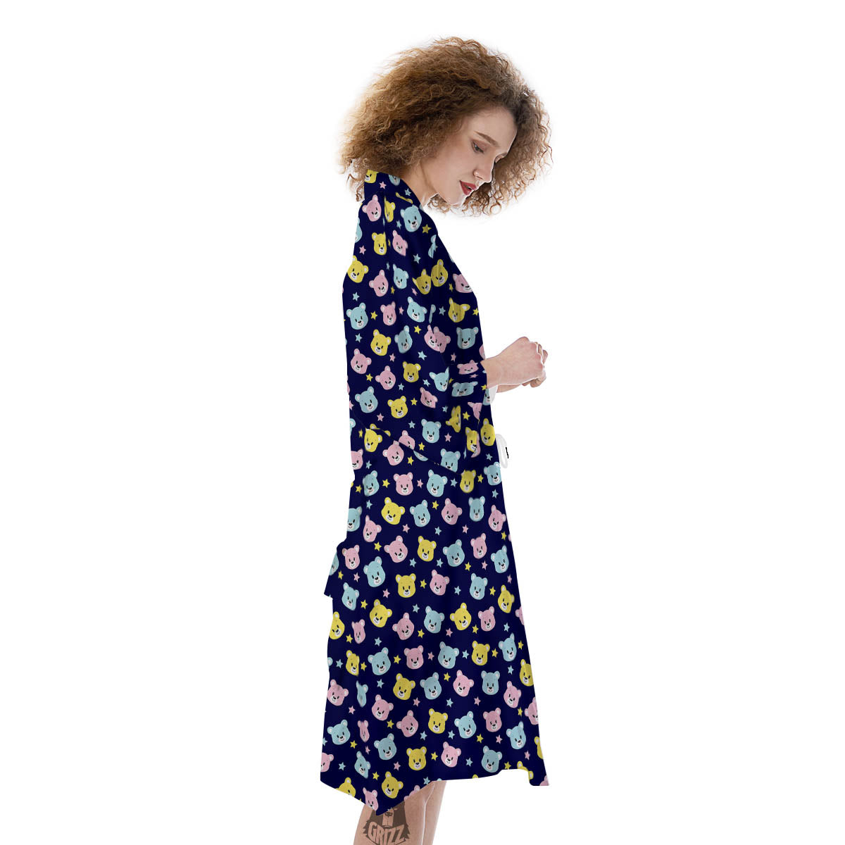 Teddy Bear Cartoon Print Pattern Kimono-grizzshop