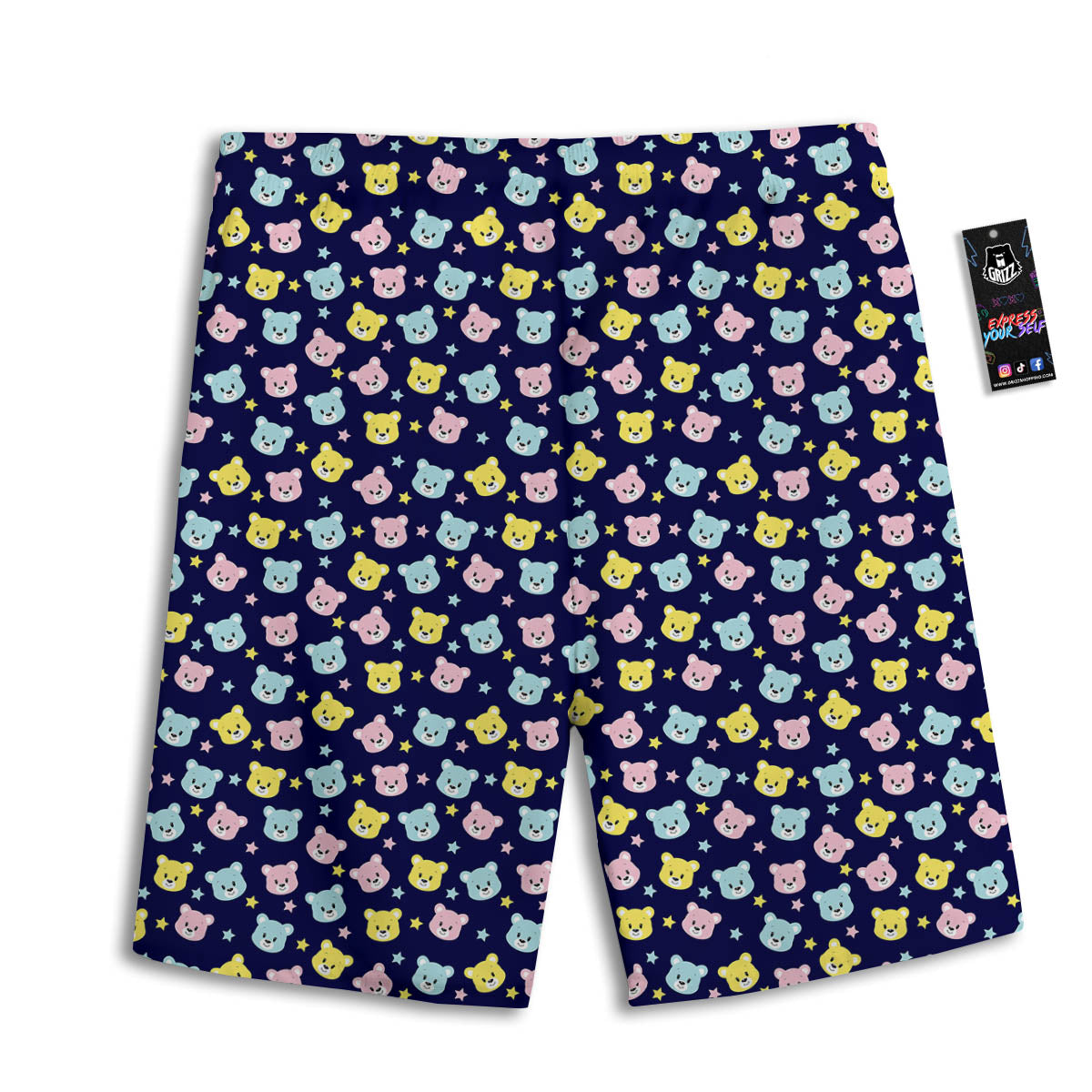 Teddy Bear Cartoon Print Pattern Men's Athletic Shorts