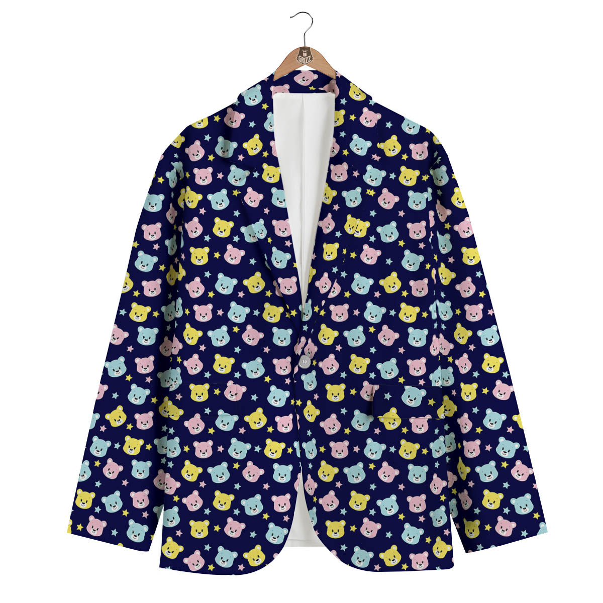 Teddy Bear Cartoon Print Pattern Men's Blazer-grizzshop