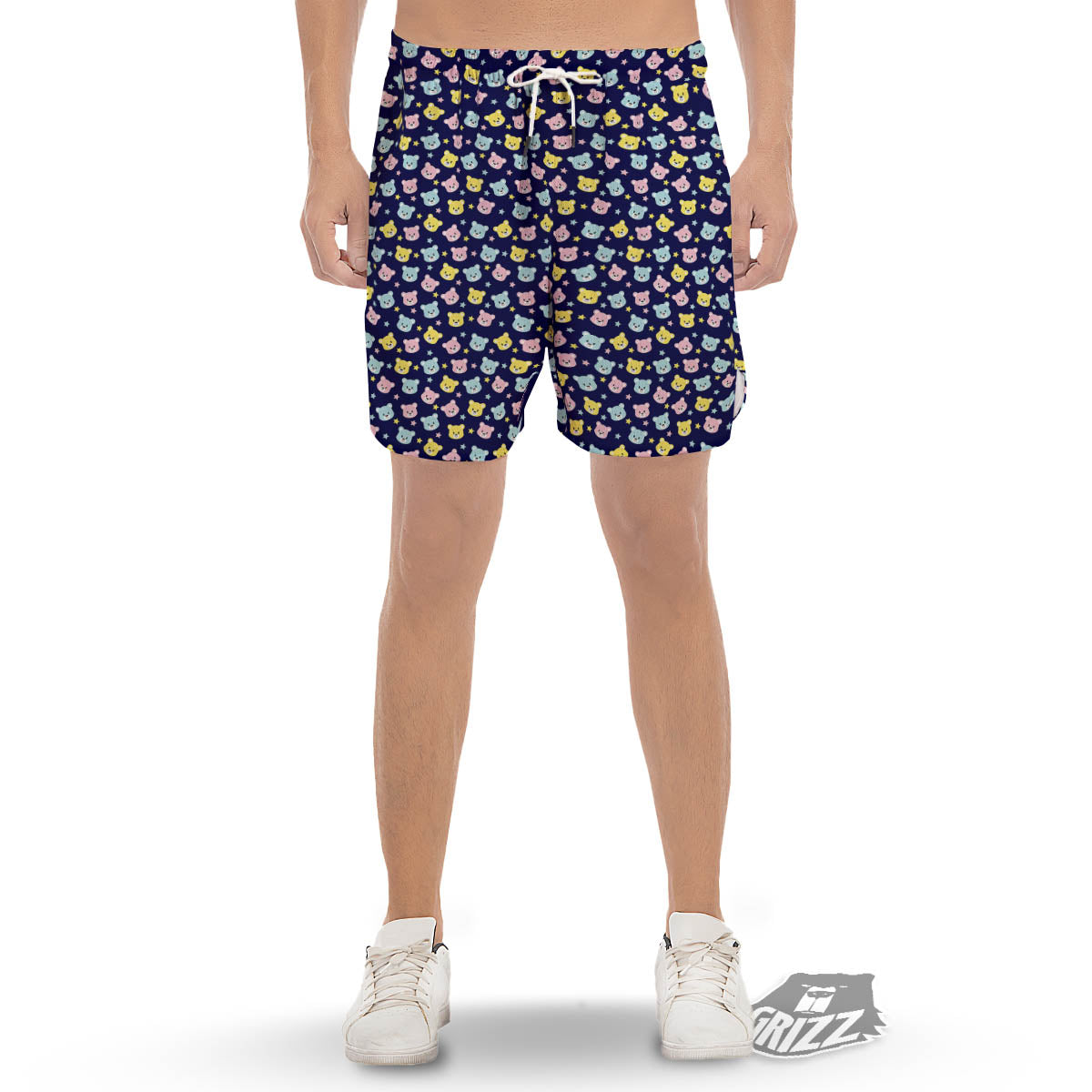 Teddy Bear Cartoon Print Pattern Men's Gym Shorts-grizzshop