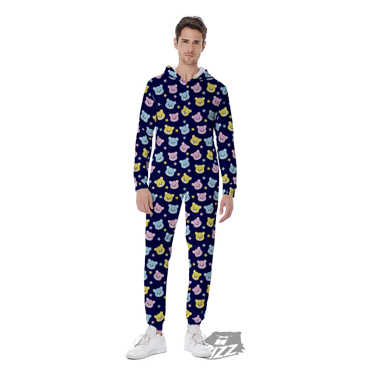 Teddy Bear Cartoon Print Pattern Men's Jumpsuit-grizzshop