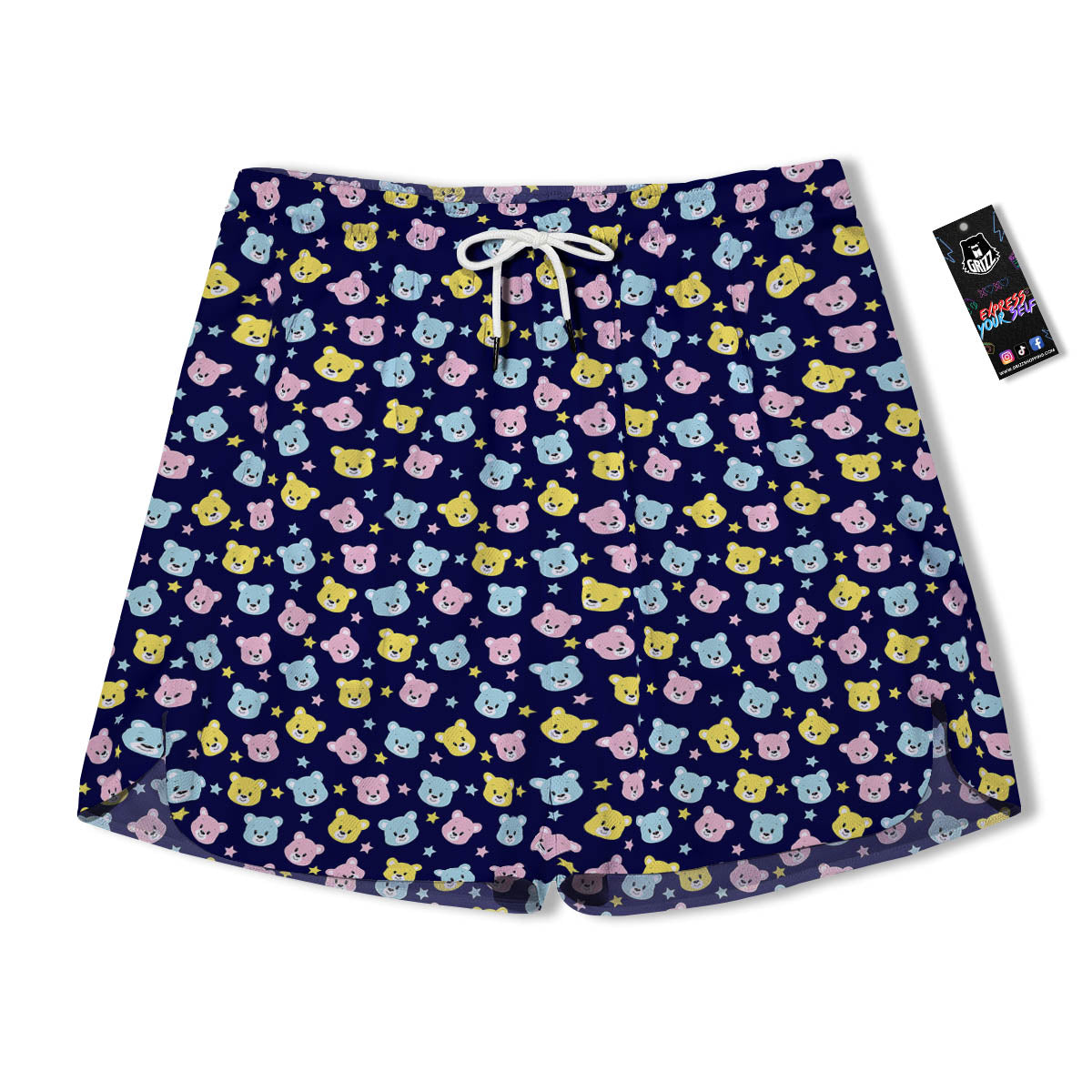 Teddy Bear Cartoon Print Pattern Men's Running Shorts-grizzshop