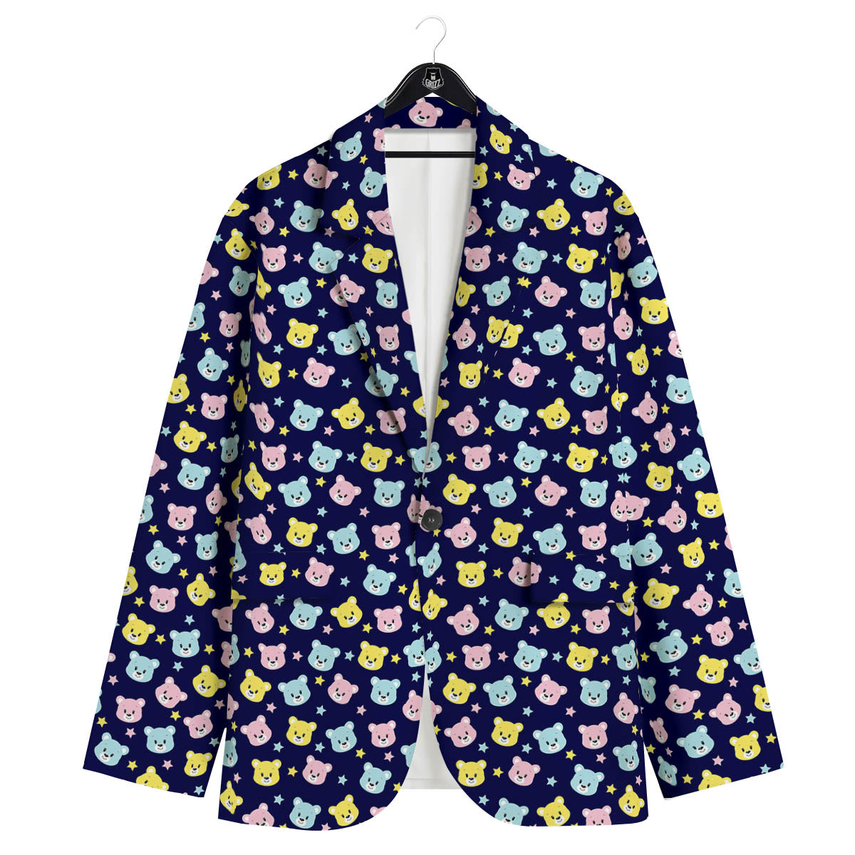 Teddy Bear Cartoon Print Pattern Men's Sport Coat-grizzshop