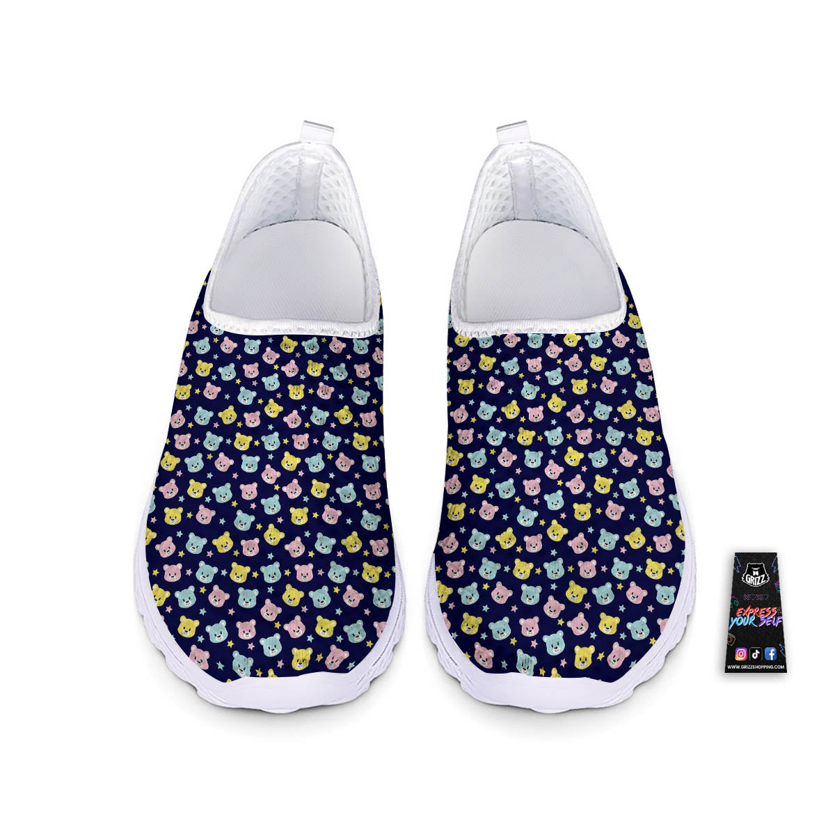Teddy Bear Cartoon Print Pattern Nurse Shoes-grizzshop
