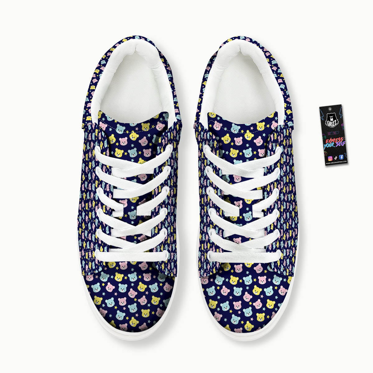 Teddy Bear Cartoon Print Pattern Platform Shoes-grizzshop