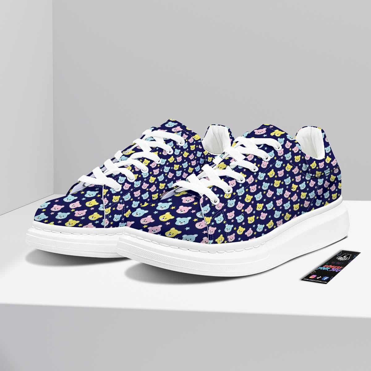Teddy Bear Cartoon Print Pattern Platform Shoes-grizzshop