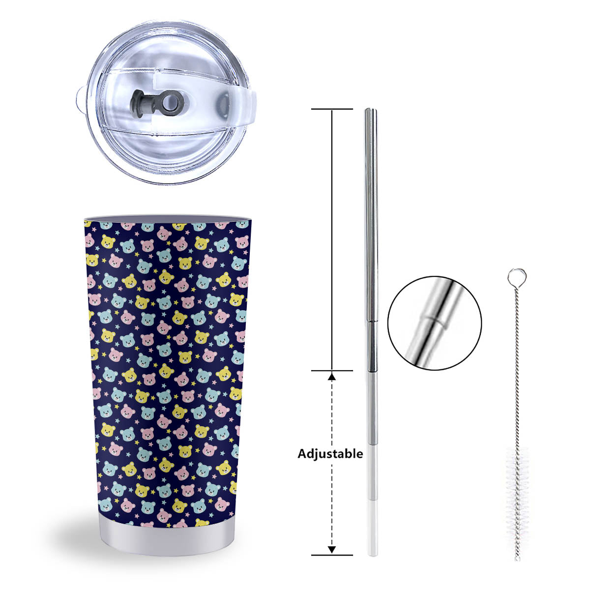 Teddy Bear Cartoon Print Pattern Tumbler-grizzshop
