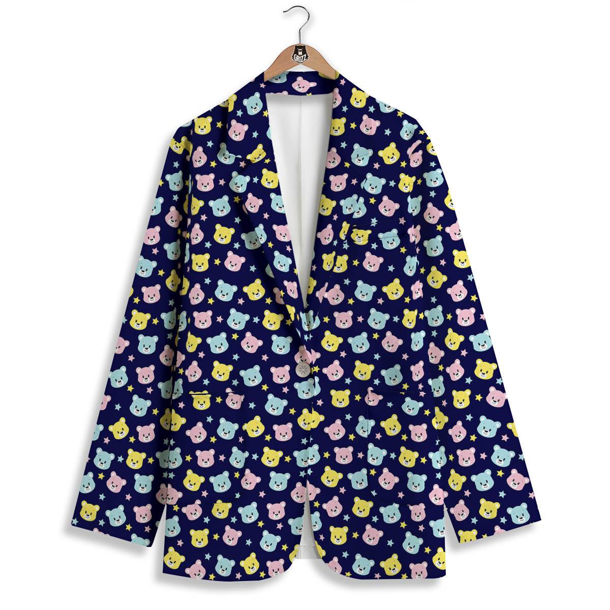Teddy Bear Cartoon Print Pattern Women's Blazer-grizzshop