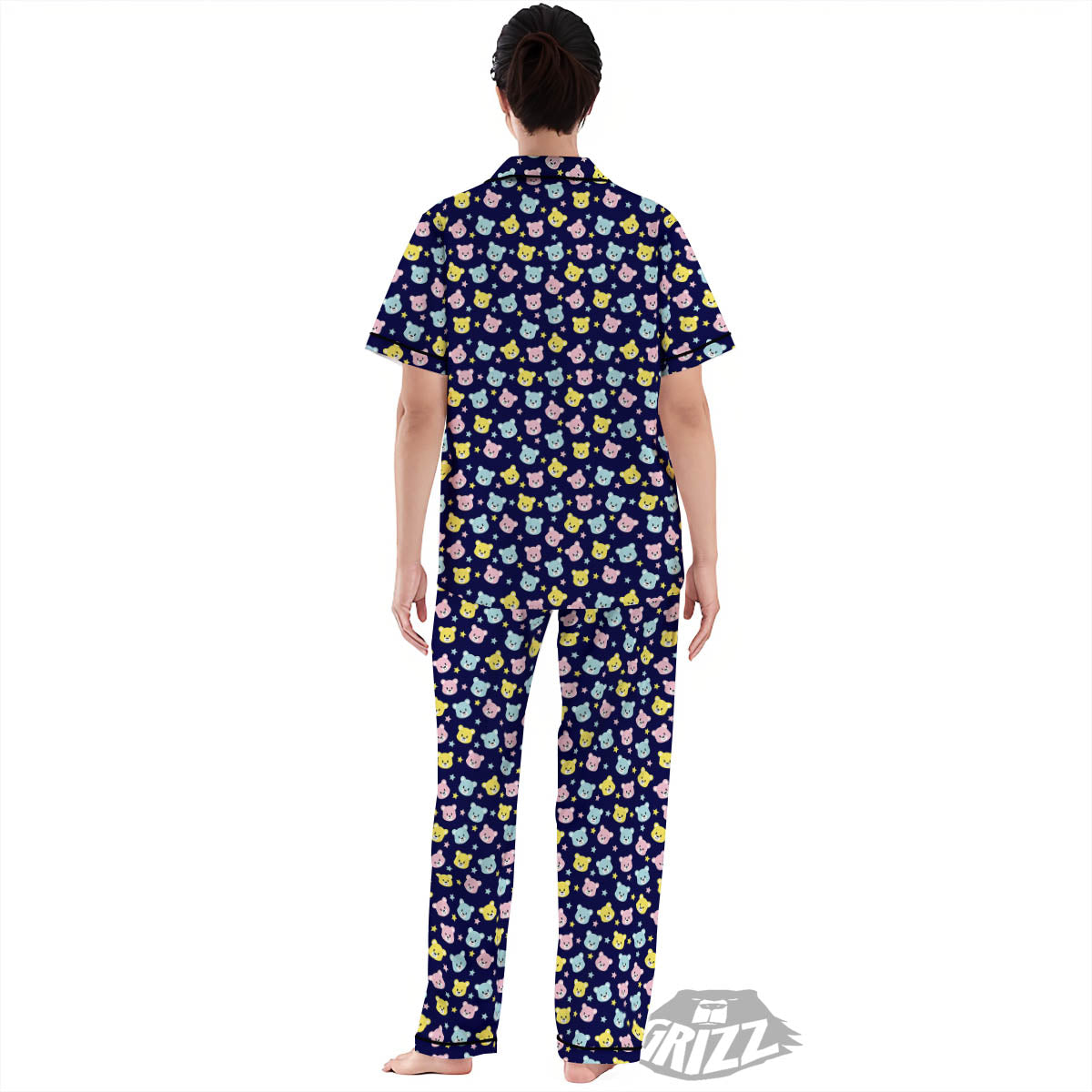 Teddy Bear Cartoon Print Pattern Women's Pajamas Set-grizzshop