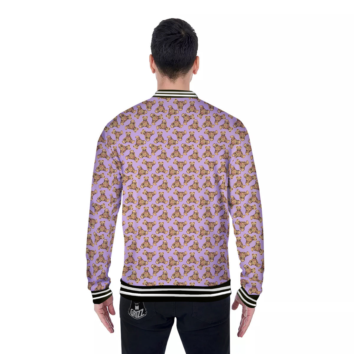 Teddy Bear Cute Print Pattern Baseball Jacket-grizzshop