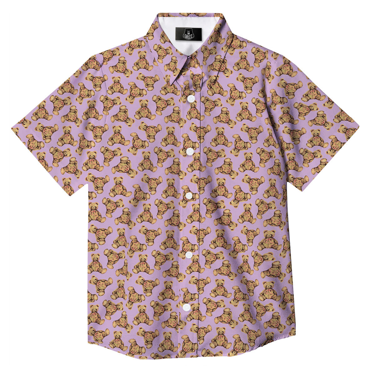 Teddy Bear Cute Print Pattern Button Up Shirt-grizzshop