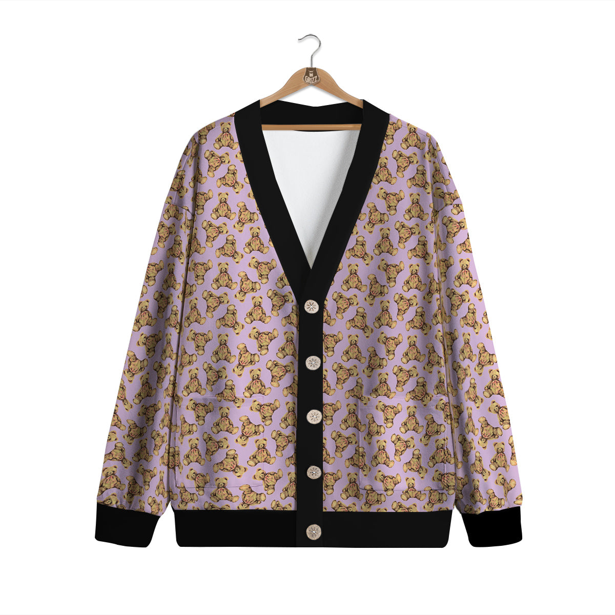 Teddy Bear Cute Print Pattern Cardigan-grizzshop