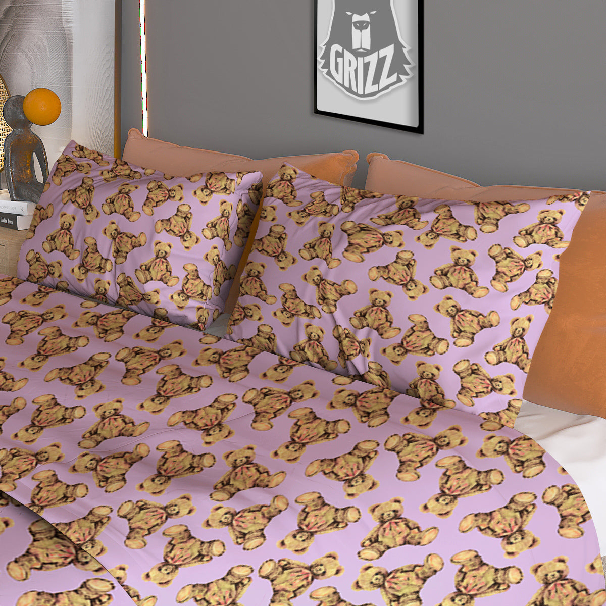 Teddy Bear Cute Print Pattern Duvet Cover Bedding Set
