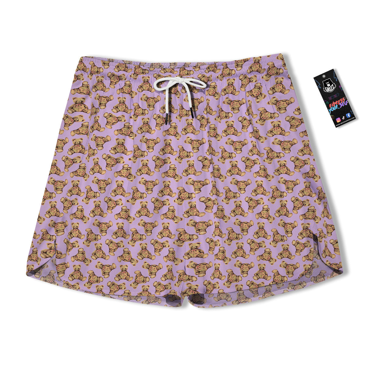 Teddy Bear Cute Print Pattern Men's Running Shorts-grizzshop