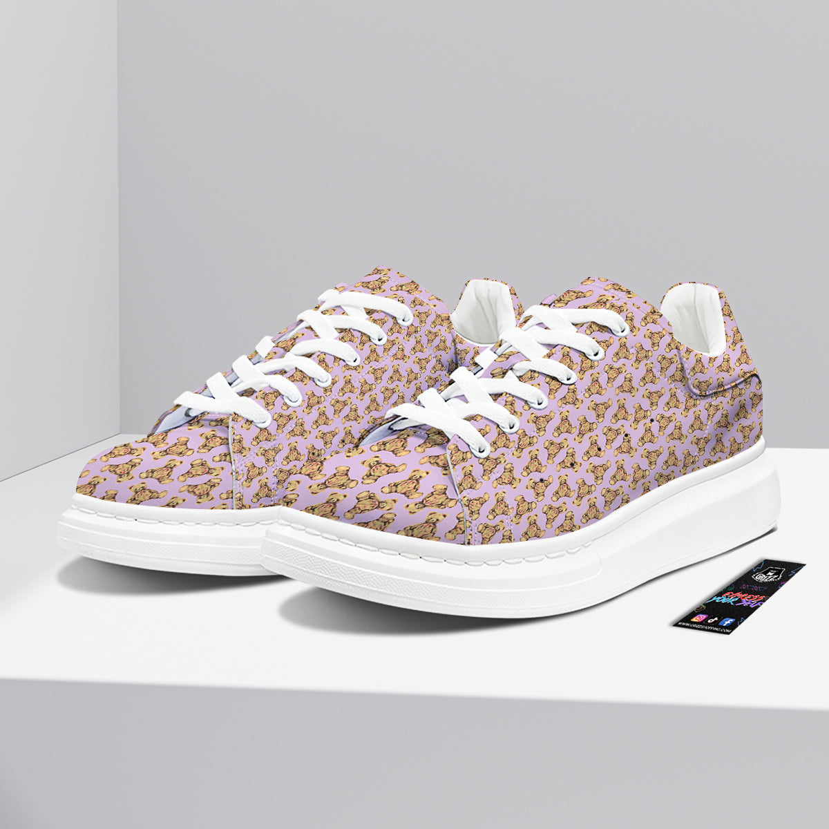 Teddy Bear Cute Print Pattern Platform Shoes-grizzshop