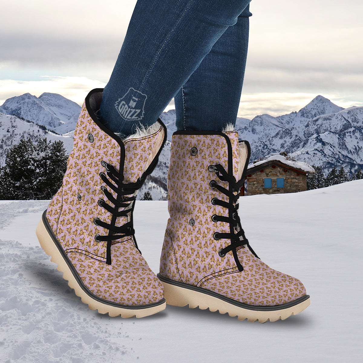 Teddy Bear Cute Print Pattern Snow Boots-grizzshop