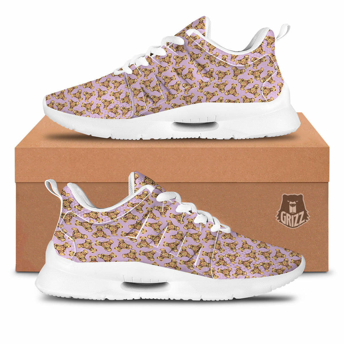 Teddy Bear Cute Print Pattern Tennis Shoes-grizzshop