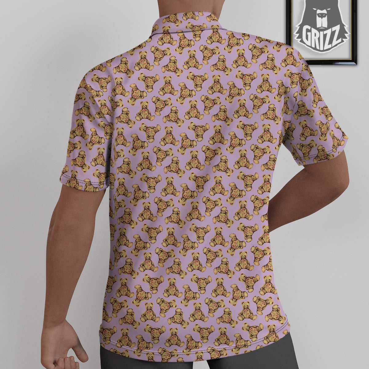 Teddy Bear Cute Print Pattern Untucked Shirts-grizzshop