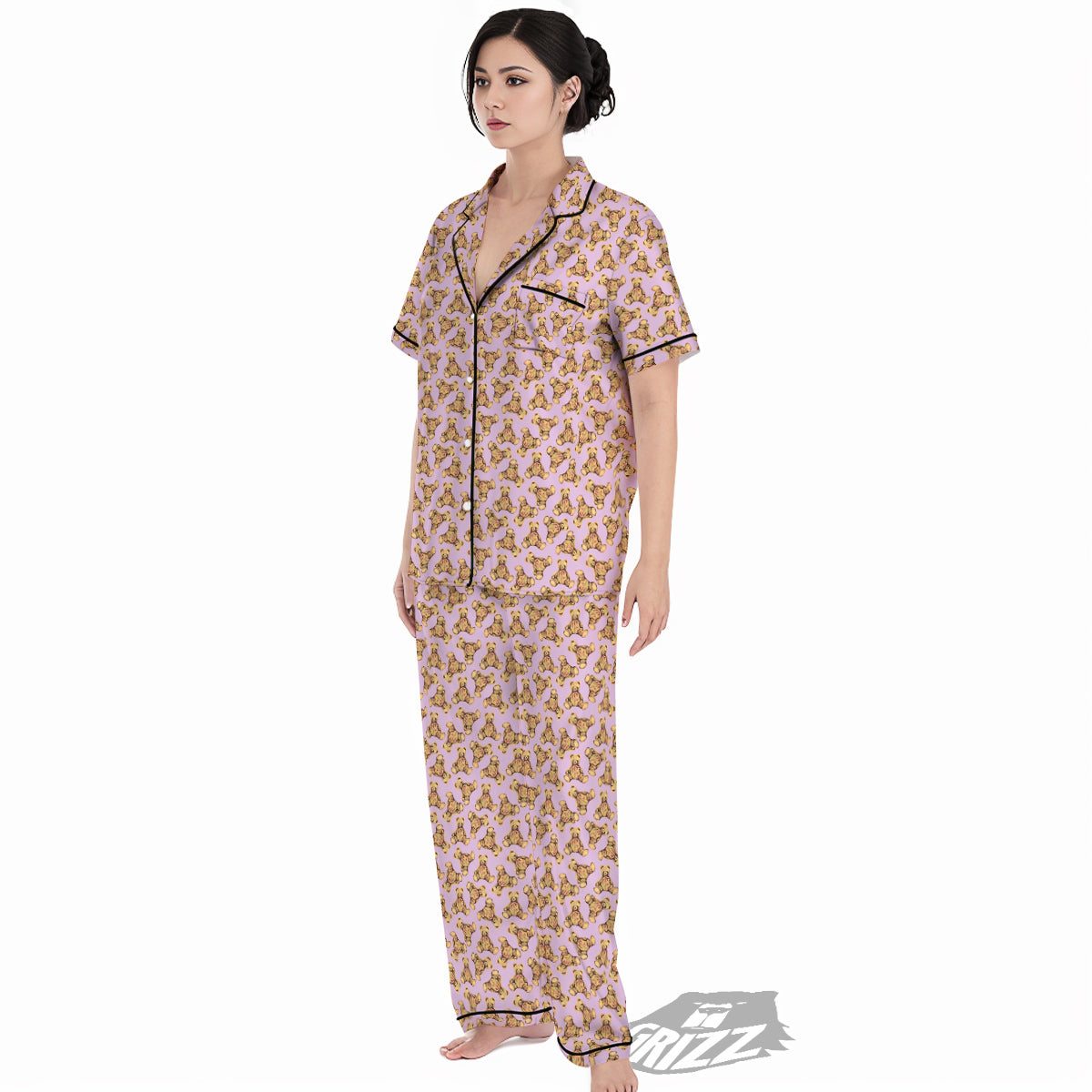 Teddy Bear Cute Print Pattern Women's Pajamas Set-grizzshop
