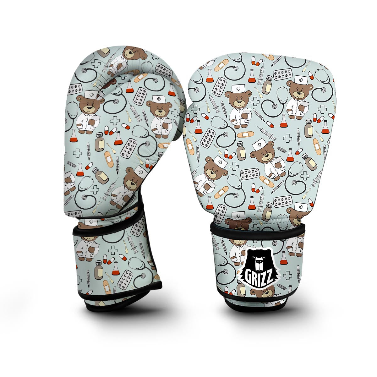 Teddy Bear Nurse Pattern Print Boxing Gloves-grizzshop