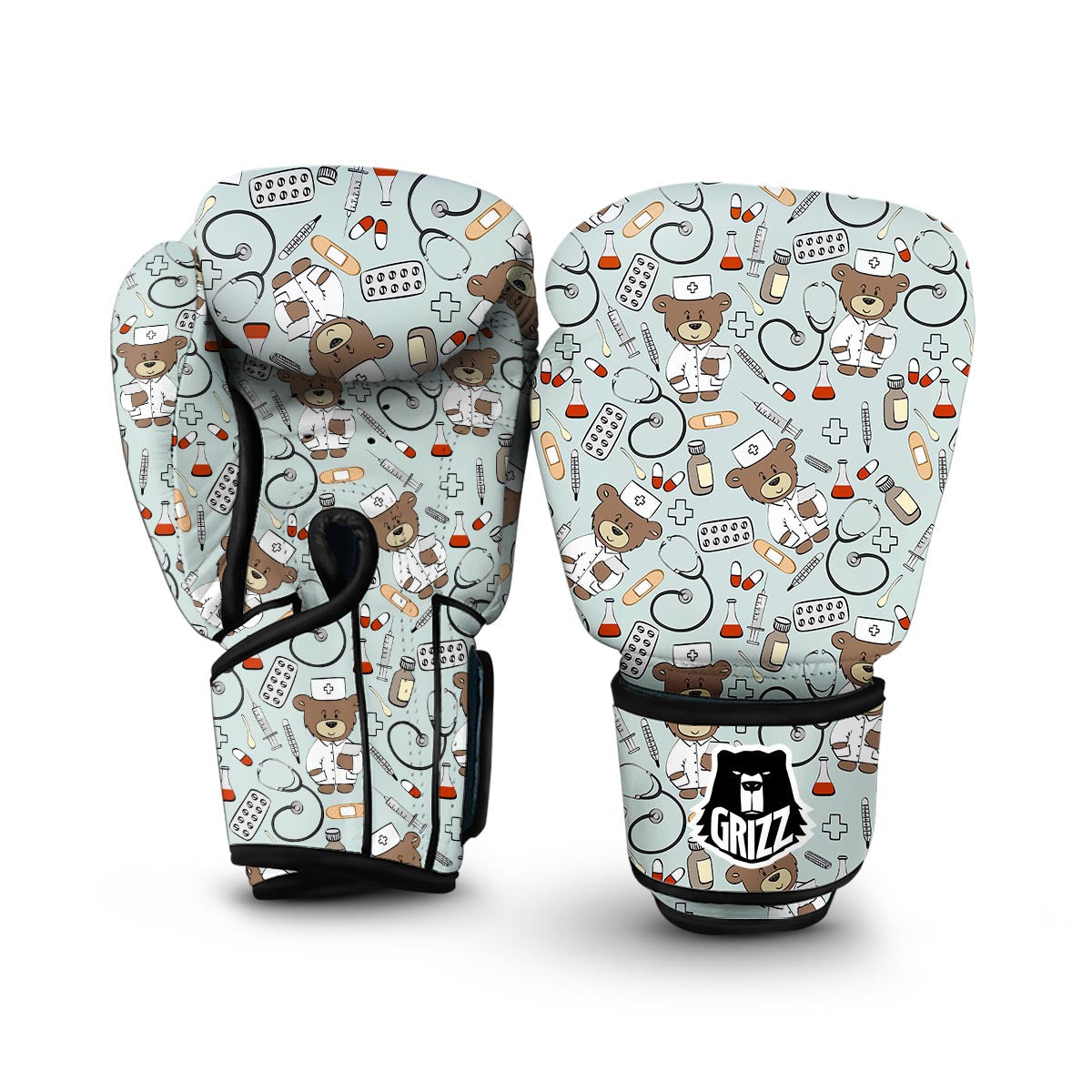 Teddy Bear Nurse Pattern Print Boxing Gloves-grizzshop