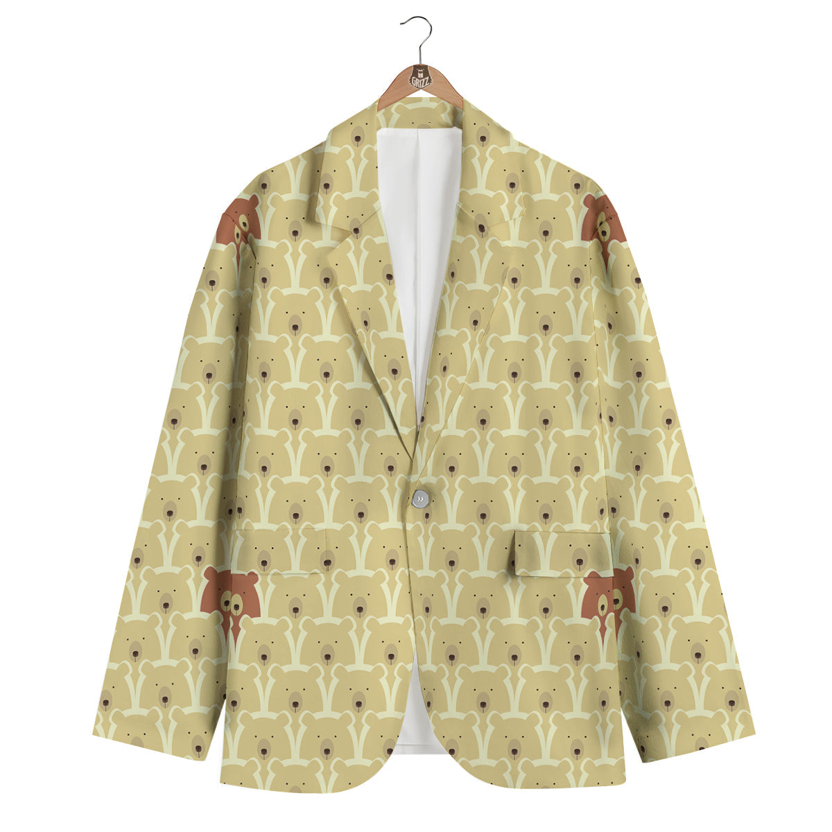 Teddy Bear Pattern Print Men's Blazer-grizzshop