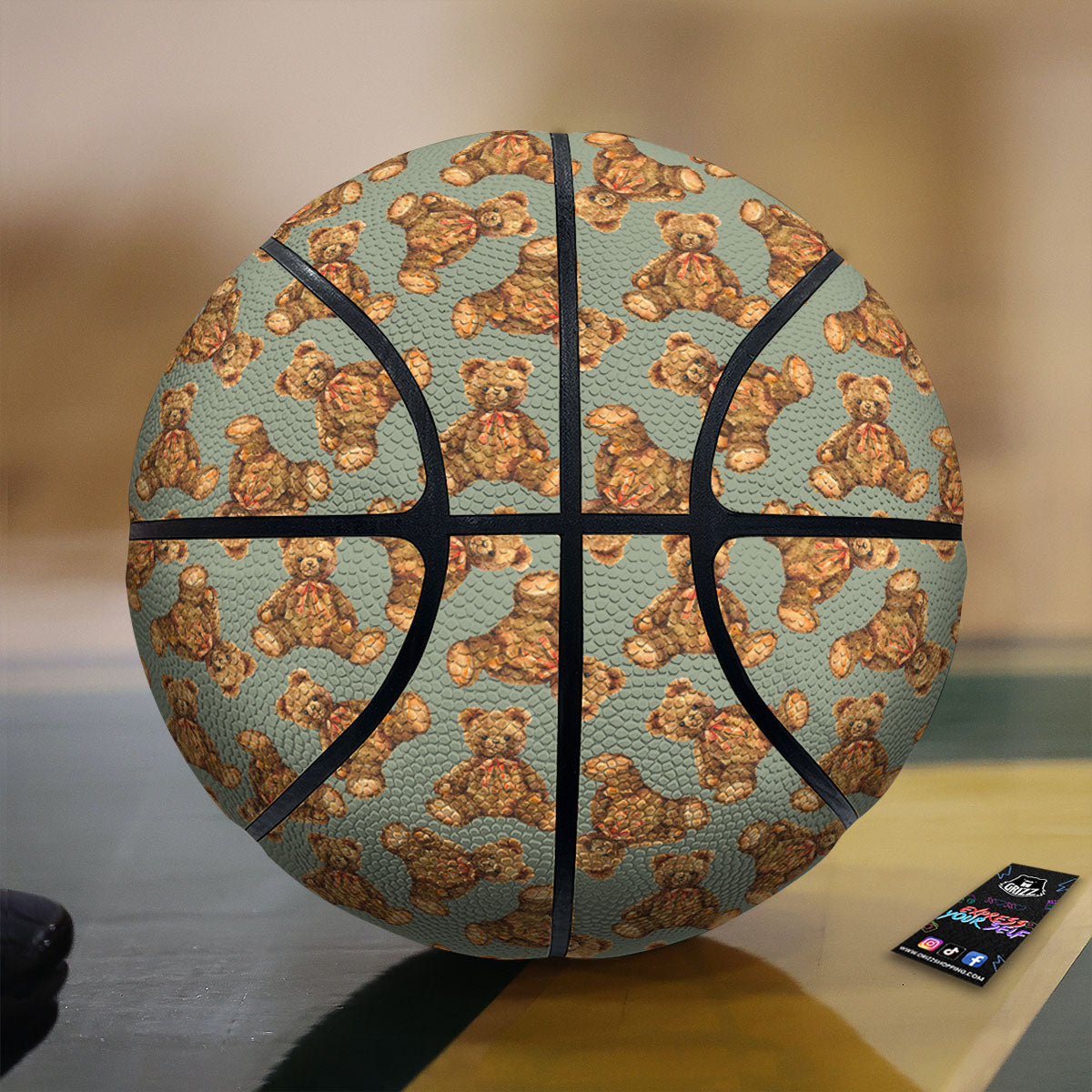 Teddy Bear Watercolor Print Pattern Basketball