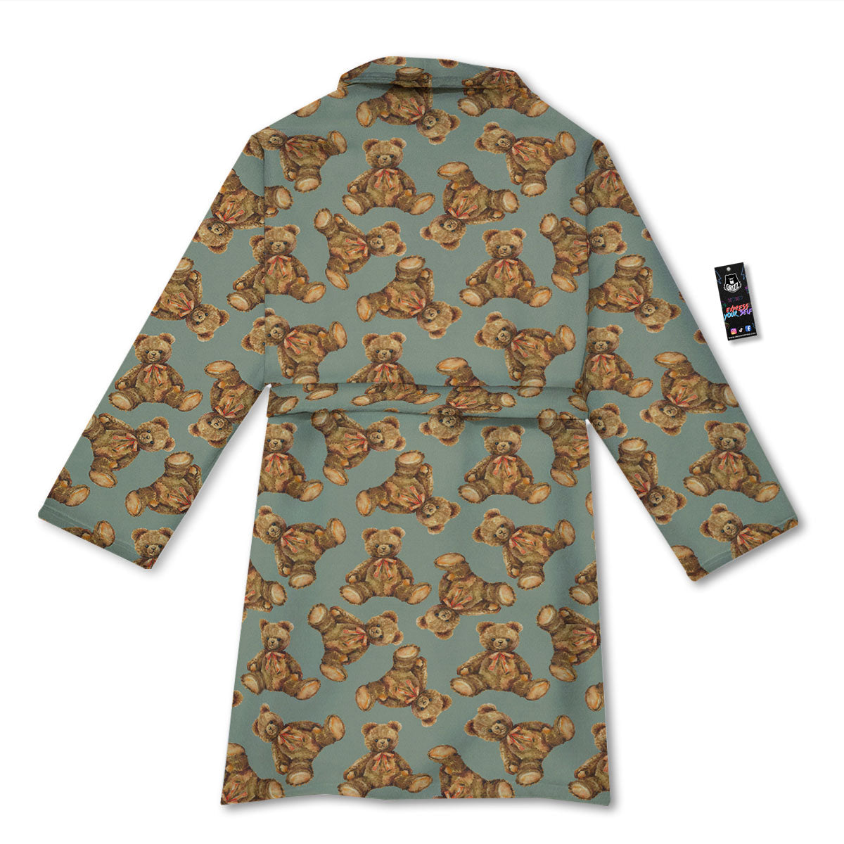 Teddy Bear Watercolor Print Pattern Bathrobe-grizzshop