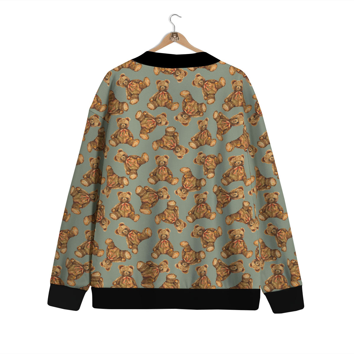 Teddy Bear Watercolor Print Pattern Cardigan-grizzshop