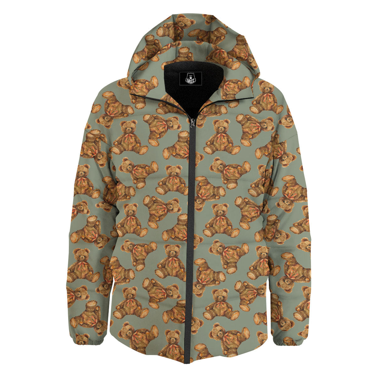 Teddy Bear Watercolor Print Pattern Down Jacket-grizzshop