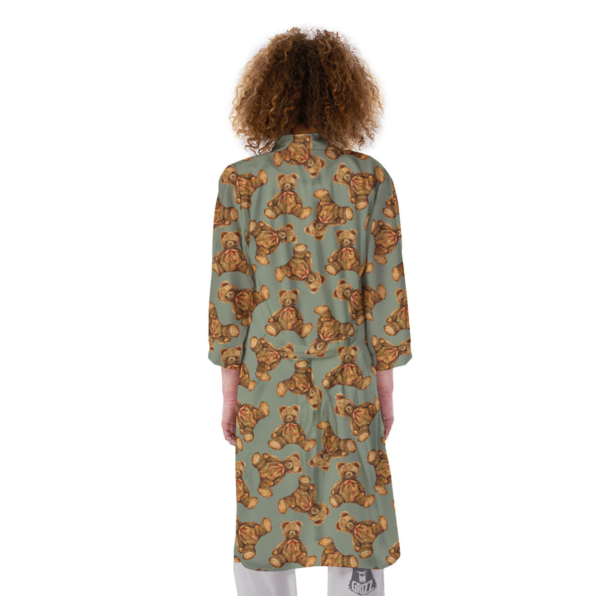 Teddy Bear Watercolor Print Pattern Kimono-grizzshop