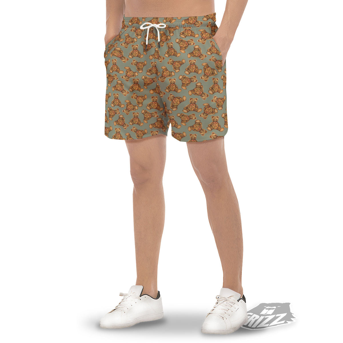 Teddy Bear Watercolor Print Pattern Men's Gym Shorts-grizzshop