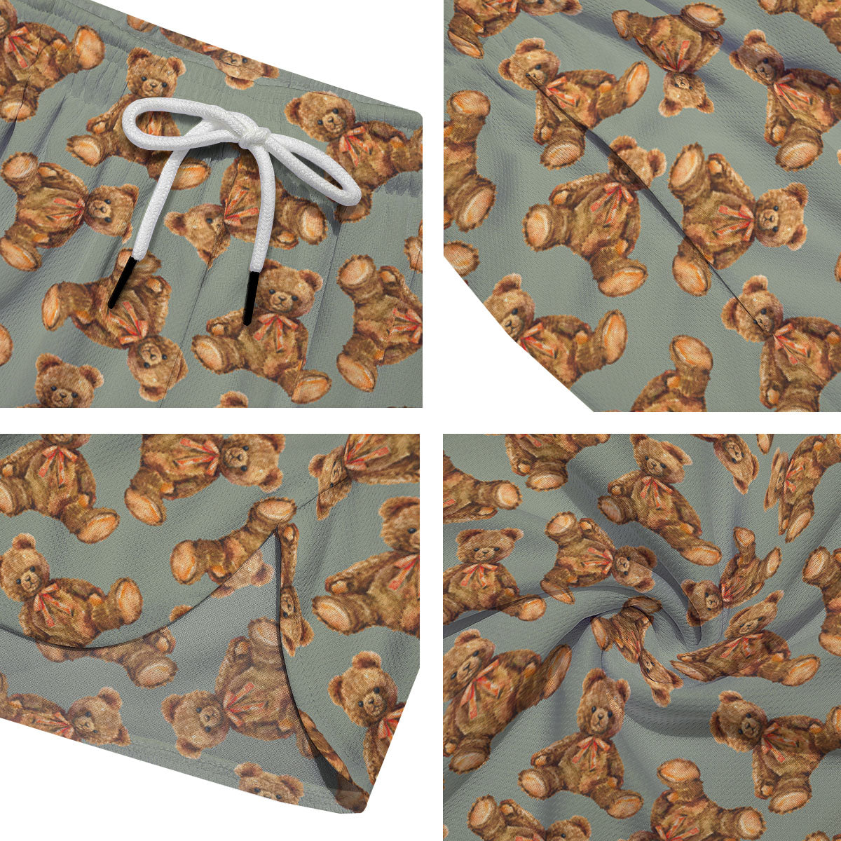 Teddy Bear Watercolor Print Pattern Men's Running Shorts-grizzshop