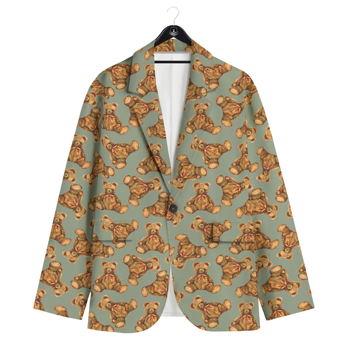 Teddy Bear Watercolor Print Pattern Men's Sport Coat-grizzshop