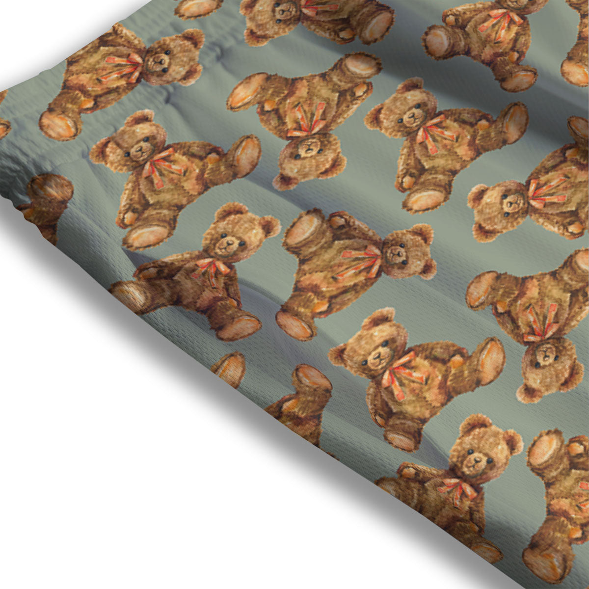 Teddy Bear Watercolor Print Pattern Mesh Shorts