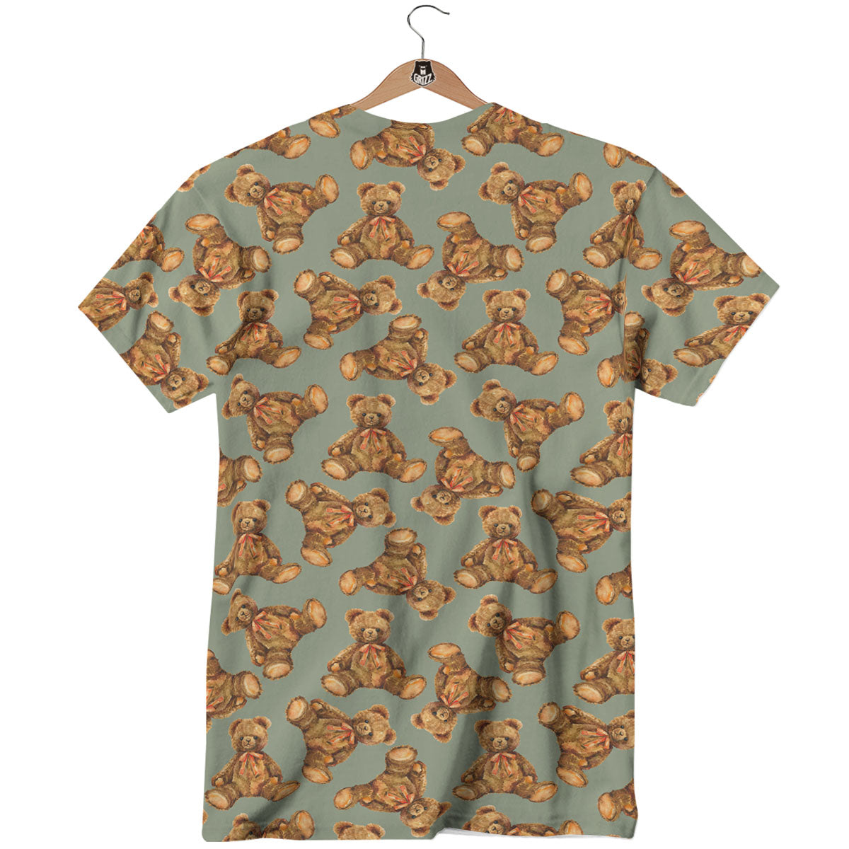 Teddy Bear Watercolor Print Pattern T-Shirt-grizzshop