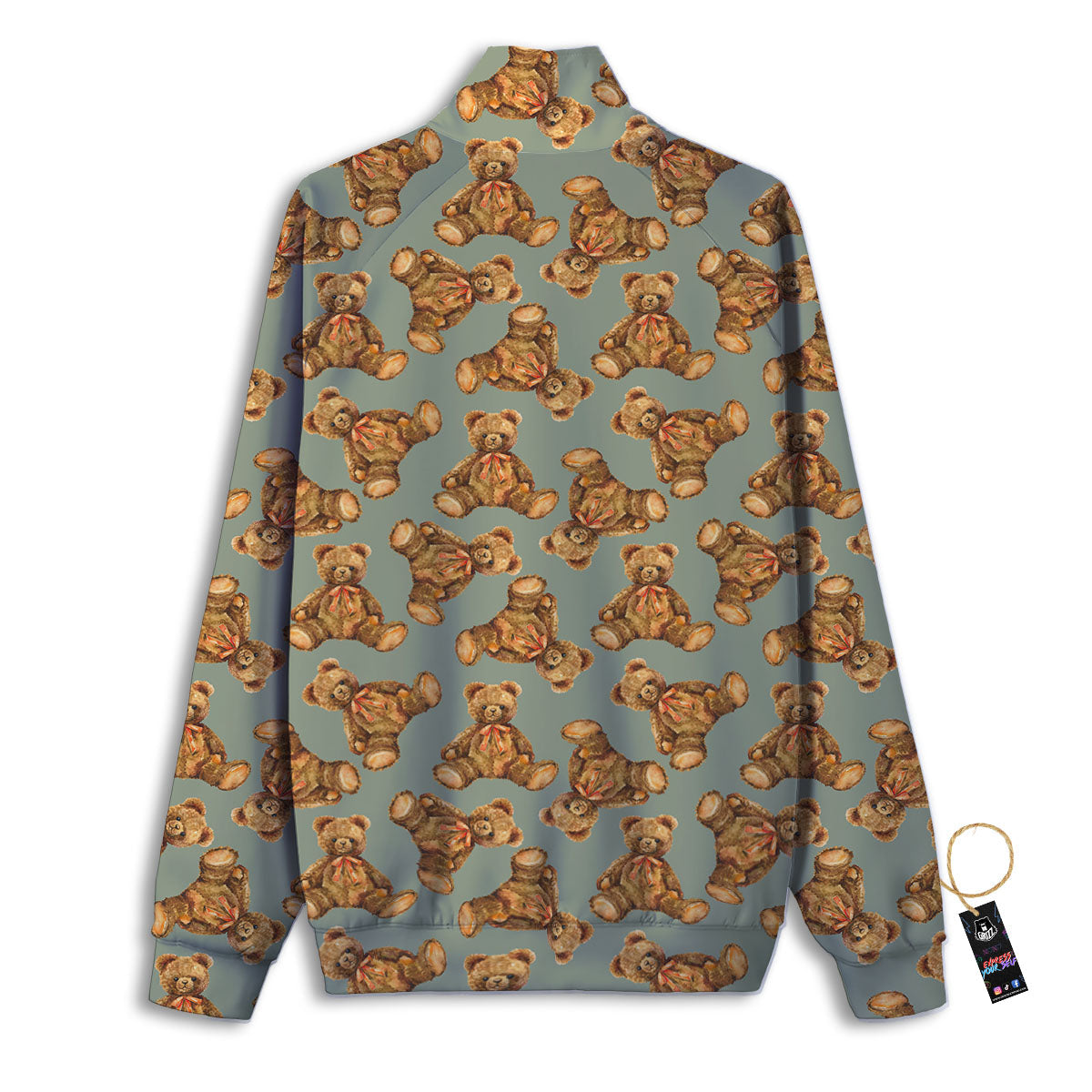 Teddy Bear Watercolor Print Pattern Track Jacket-grizzshop