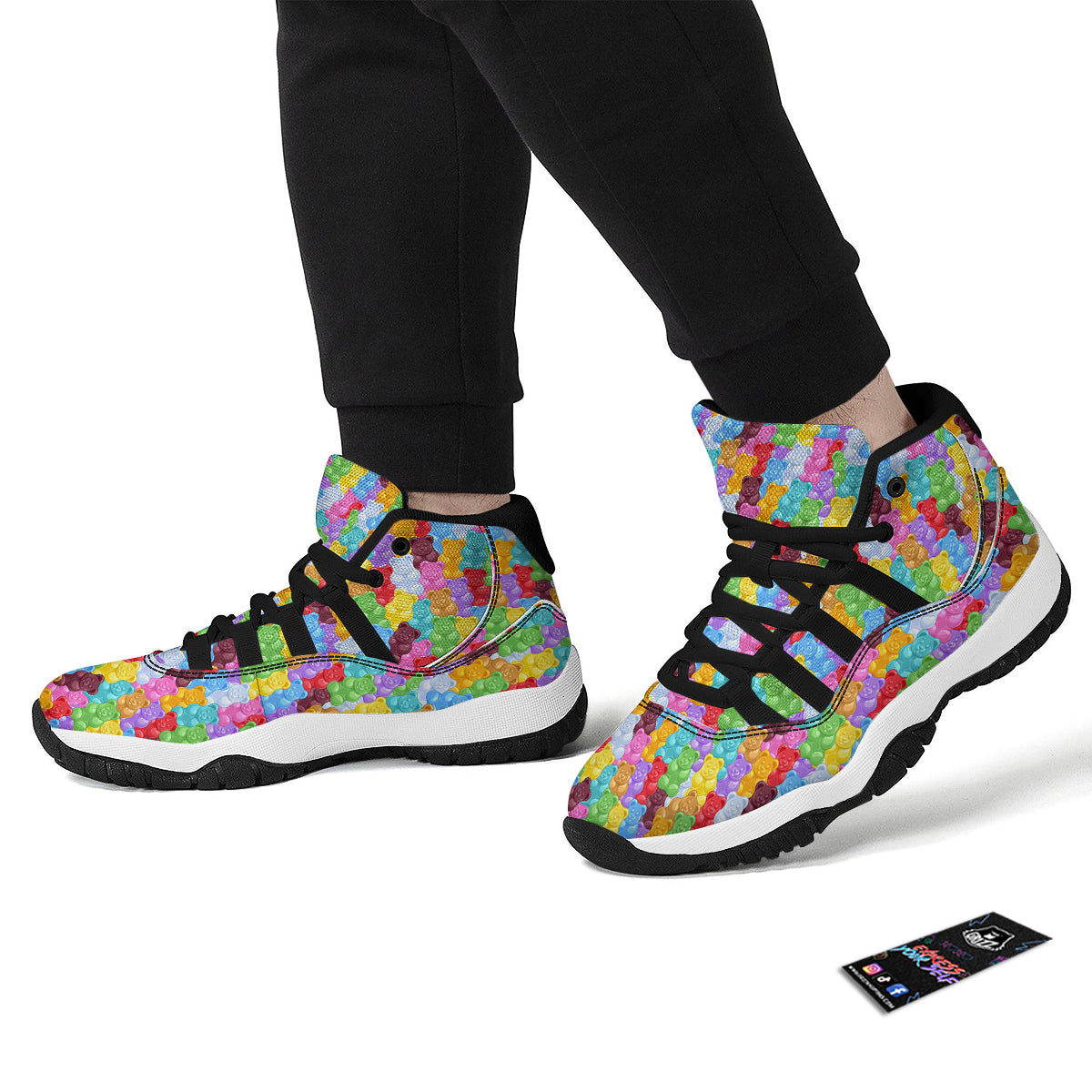 Teddy Gummy Bear Colorful Print Pattern Black Bball Shoes-grizzshop