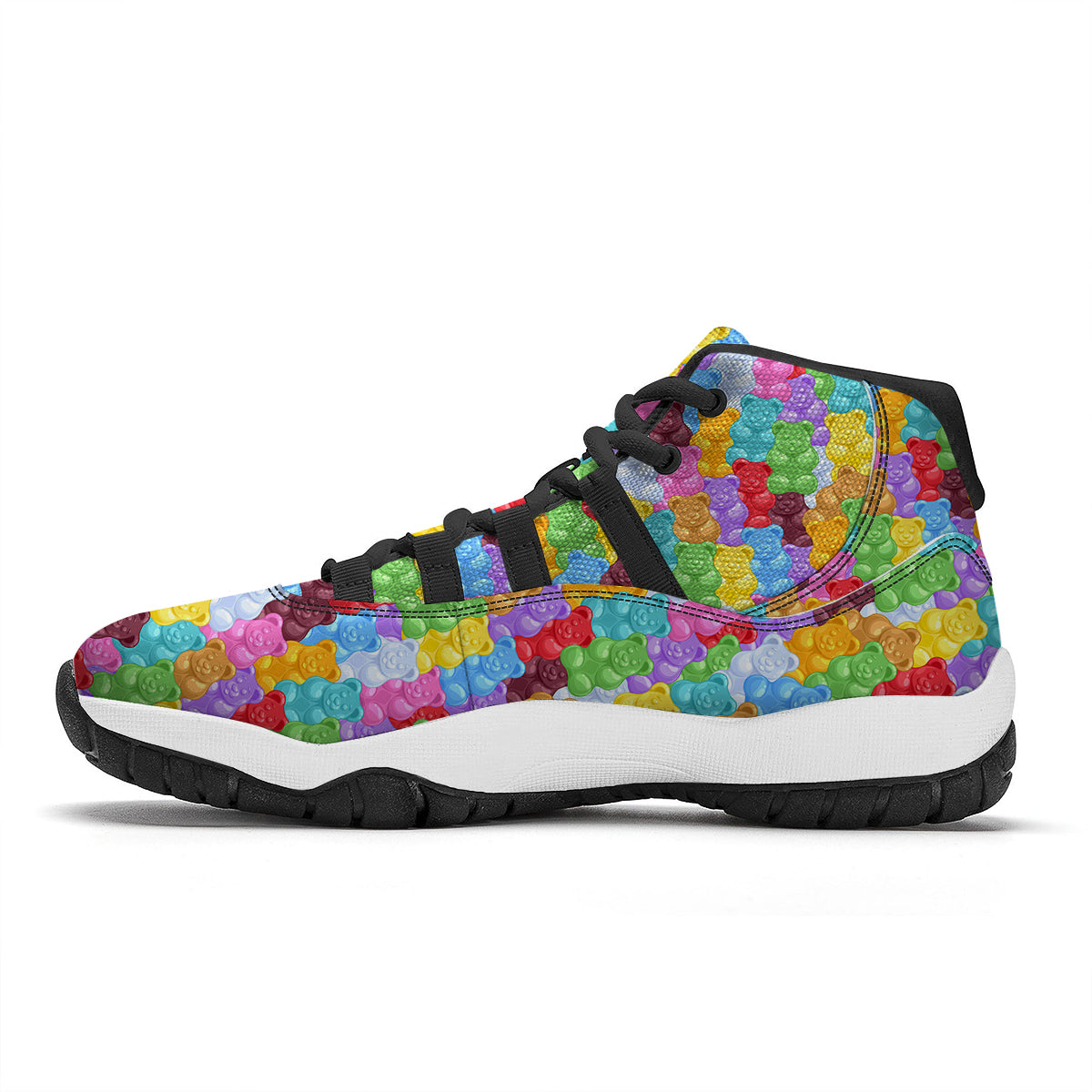 Teddy Gummy Bear Colorful Print Pattern Black Bball Shoes-grizzshop