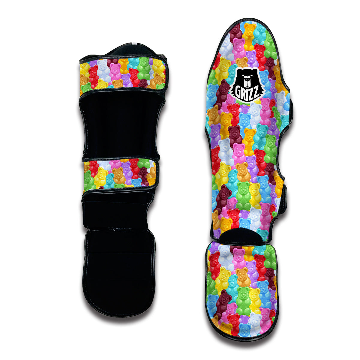 Teddy Gummy Bear Colorful Print Pattern Muay Thai Shin Guards-grizzshop