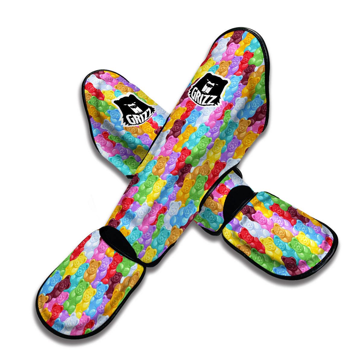 Teddy Gummy Bear Colorful Print Pattern Muay Thai Shin Guards-grizzshop