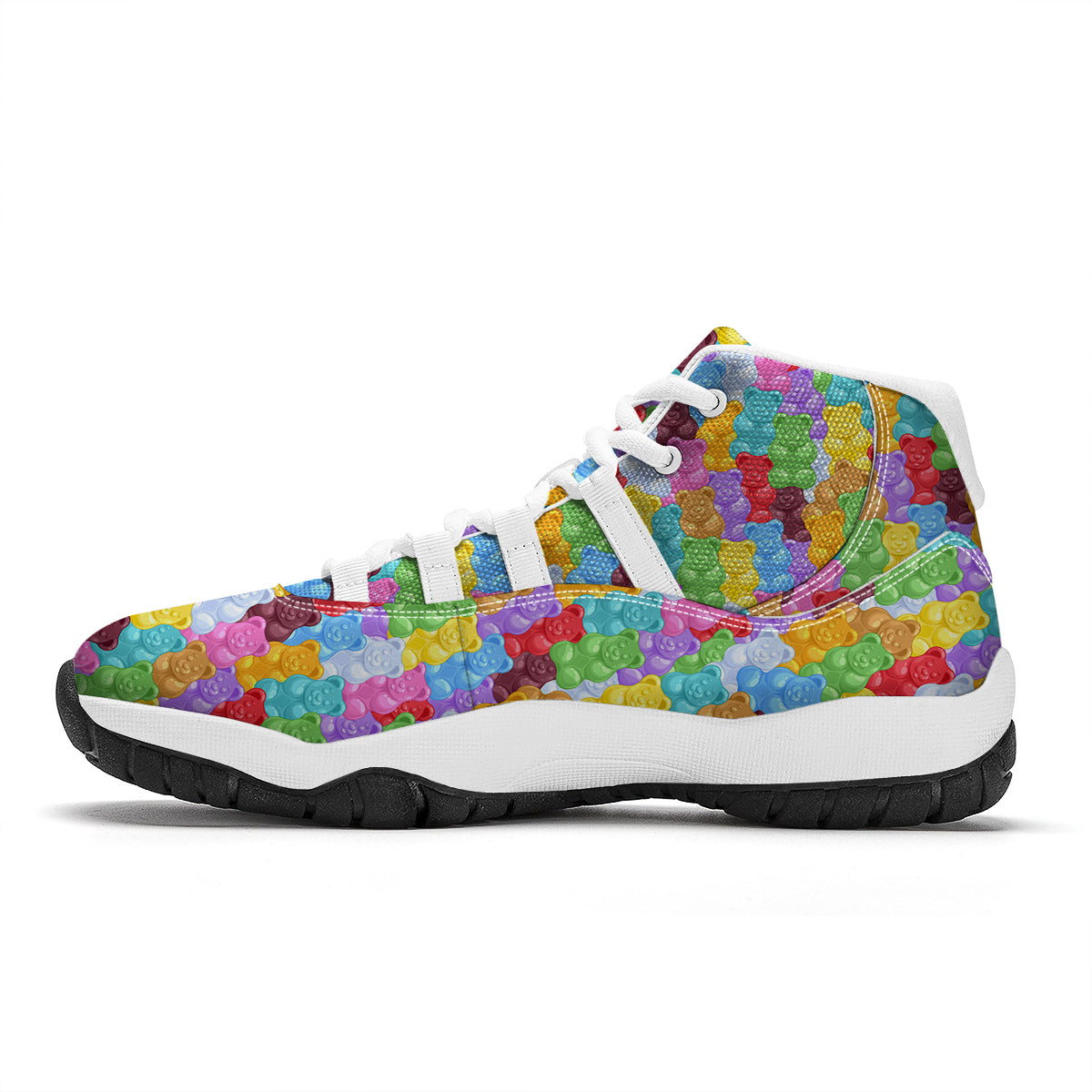 Teddy Gummy Bear Colorful Print Pattern White Bball Shoes-grizzshop