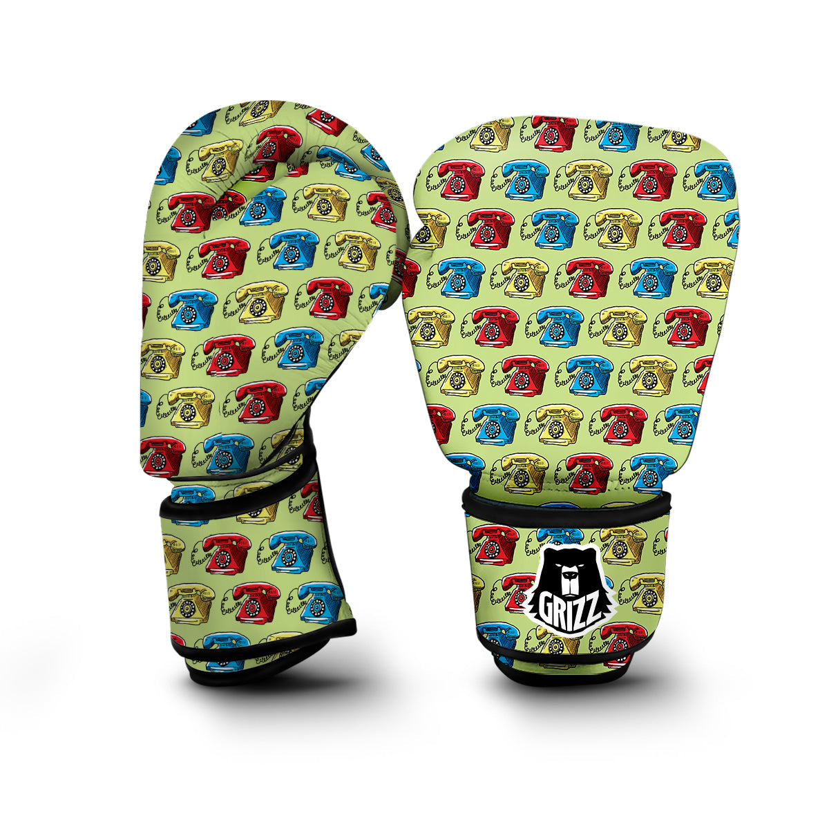 Telephone Hand Drawn Colorful Print Pattern Boxing Gloves-grizzshop